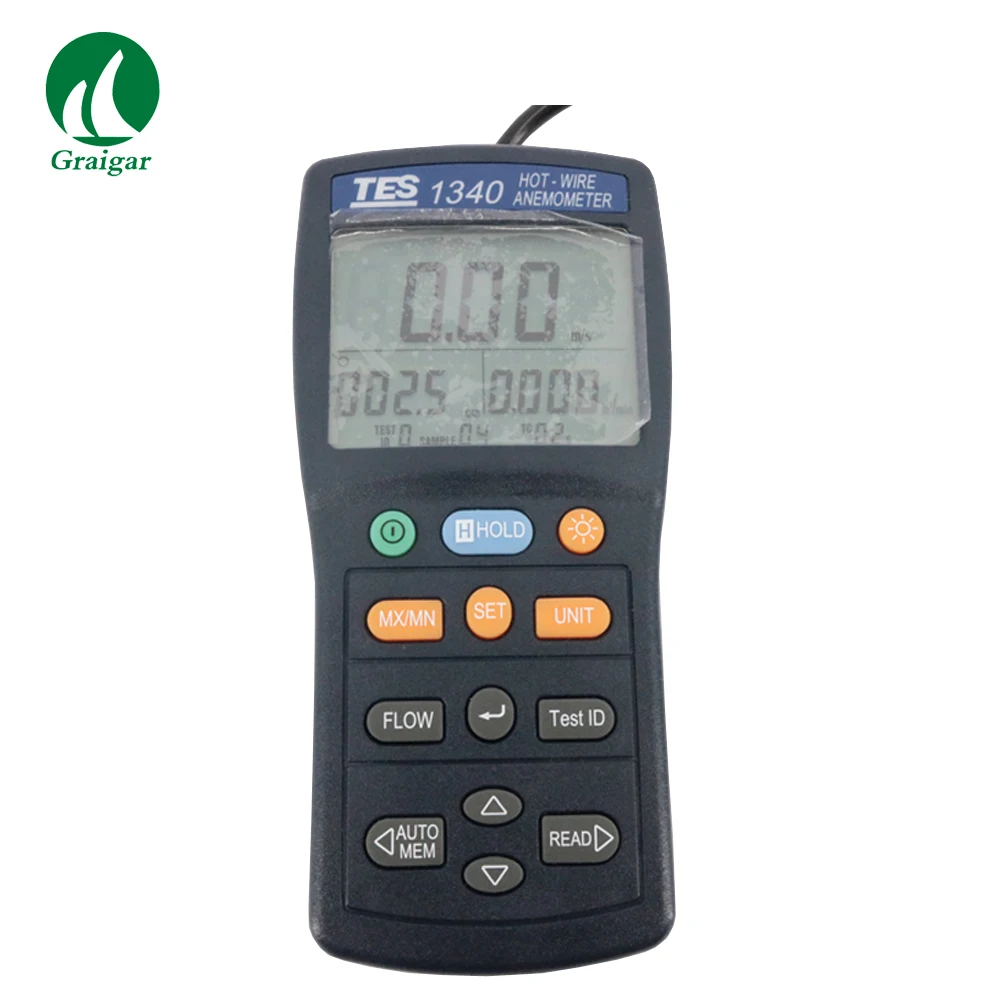 Original Hot-Wire TES-1340 Digital Anemometer Manual Data Memory and Read Function Air Wind Flow Meter | Инструменты