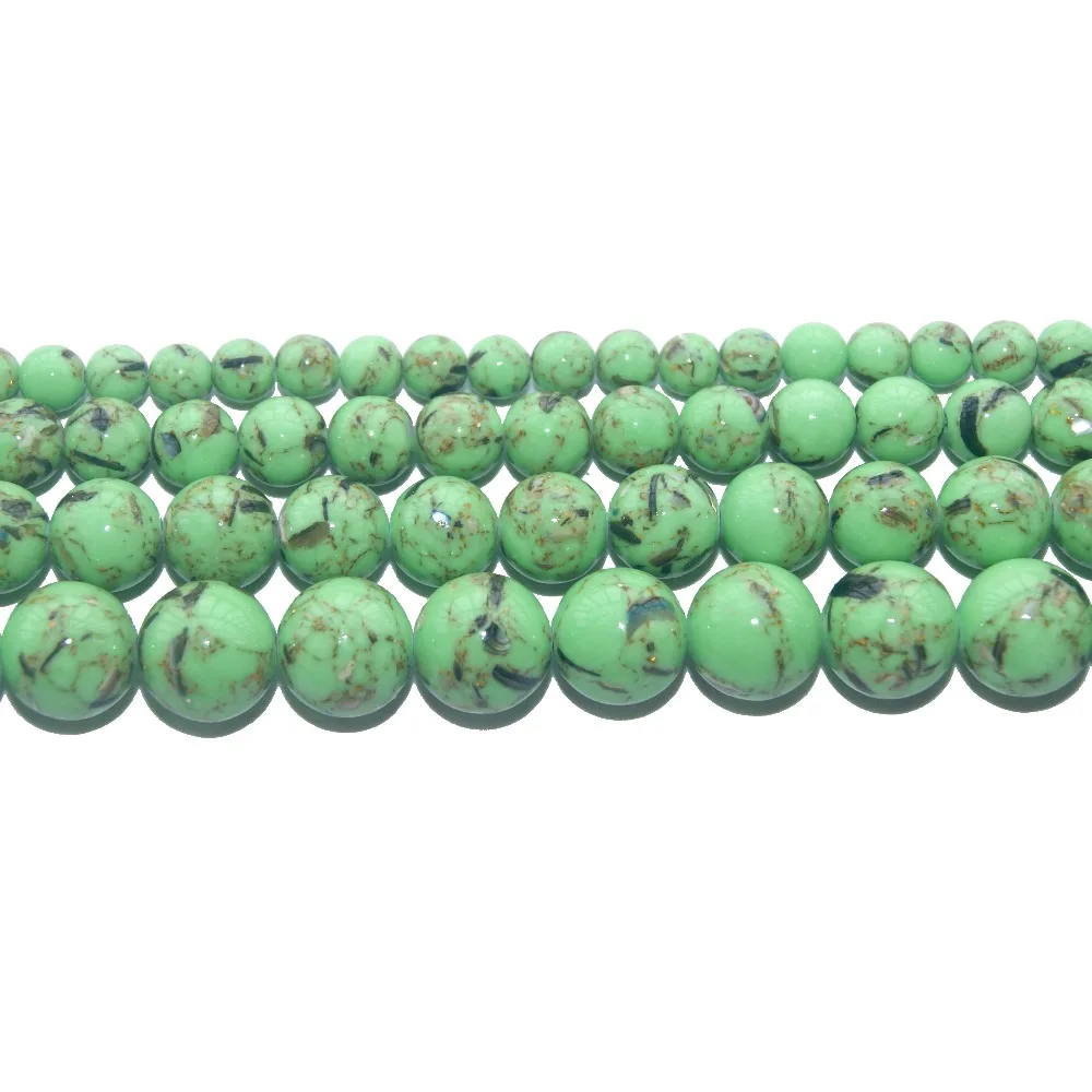 

Оптовая продажа, зеленые синтетические круглые бусины россыпью диаметром 6, 8, 10, 12 мм, выберите размер для изготовления ювелирных изделий, браслетов и ожерелий своими руками