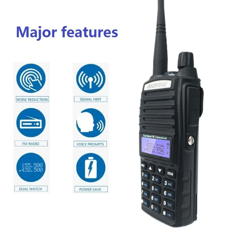 Портативная рация Baofeng UV 82 8 Вт 10 км Двухдиапазонная VHF UHF двухсторонняя