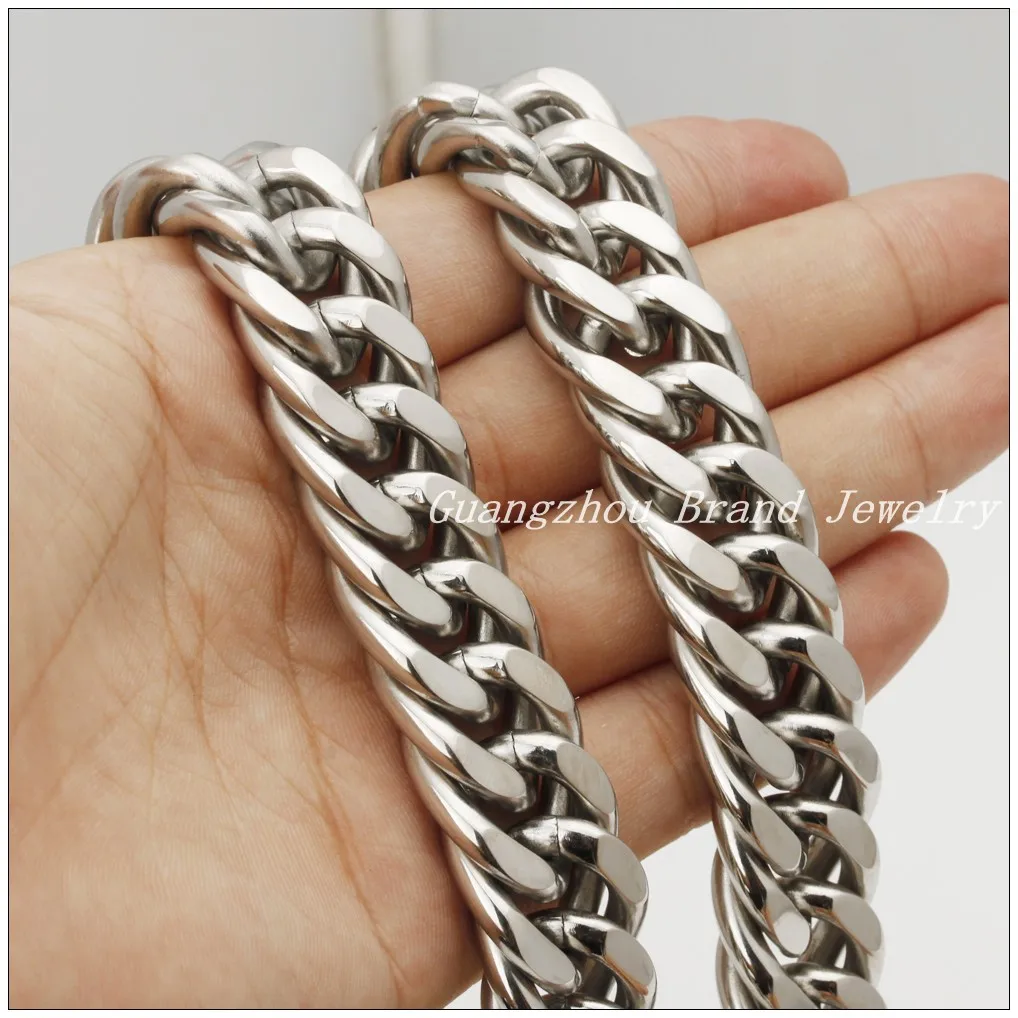 8-40" 18.5mm High Quality Classic 316L Stainless Steel Silver Color Cuban Curb Chain Tone Men's Boy's Necklace
8-40" 18.5mm High Quality Classic 316L Stainless Steel Silver Color Cuban Curb Chain Tone Men's Boy's Necklace