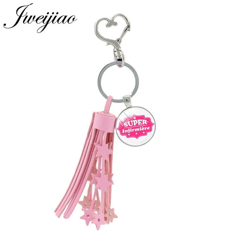 JWEIJIAO Pink Tassel Pendant Super Infirmiere Keychain French Letter Glass Gems Heart Clasps Keyring Charms For Nurse GIft SI03
JWEIJIAO Pink Tassel Pendant Super Infirmiere Keychain French Letter Glass Gems Heart Clasps Keyring Charms For Nurse GIft SI03