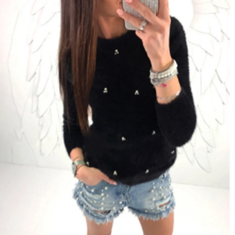 Long Sleeve O-Neck Solid Pullover Top Women Jumper Sweater Pearl Embellished Thicken Warm Office Ladies Winter Leisure Sweater
Long Sleeve O-Neck Solid Pullover Top Women Jumper Sweater Pearl Embellished Thicken Warm Office Ladies Winter Leisure Sweater