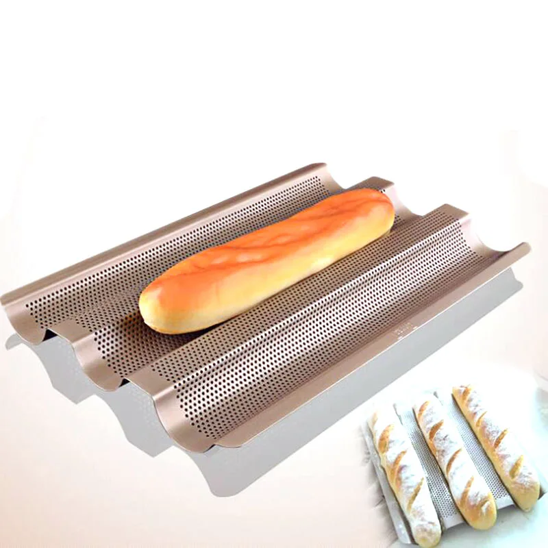 Nonstick Gold Color Baguette Frame Rack Baguette French Bread Baking Tray Carbon Steel Baguette Bread Baking Mold Pans
Nonstick Gold Color Baguette Frame Rack Baguette French Bread Baking Tray Carbon Steel Baguette Bread Baking Mold Pans