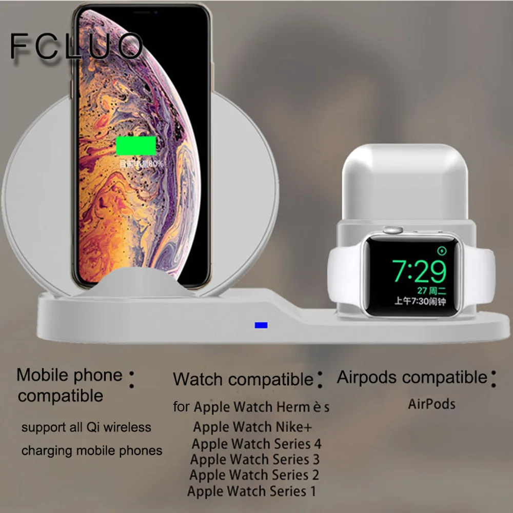 3 in 1 Wireless Charger 7.5W for iphone XR XS MAX for Apple Watch 1 2 3 4 QI Fast Charging Dock Mobile Phone Holder
3 in 1 Wireless Charger 7.5W for iphone XR XS MAX for Apple Watch 1 2 3 4 QI Fast Charging Dock Mobile Phone Holder