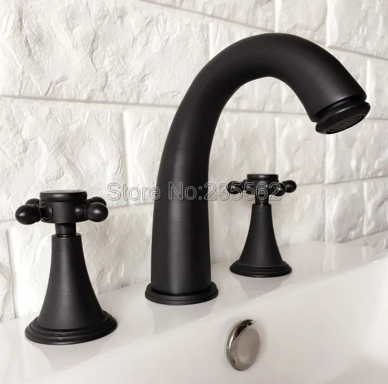 Black Oil Rubbed Brass 3 Hole Widespread Bathroom Basin Faucet Deck Mounted Vessel Sink / Bathtub Dual Handle Mixer Taps lhg058
Black Oil Rubbed Brass 3 Hole Widespread Bathroom Basin Faucet Deck Mounted Vessel Sink / Bathtub Dual Handle Mixer Taps lhg058
