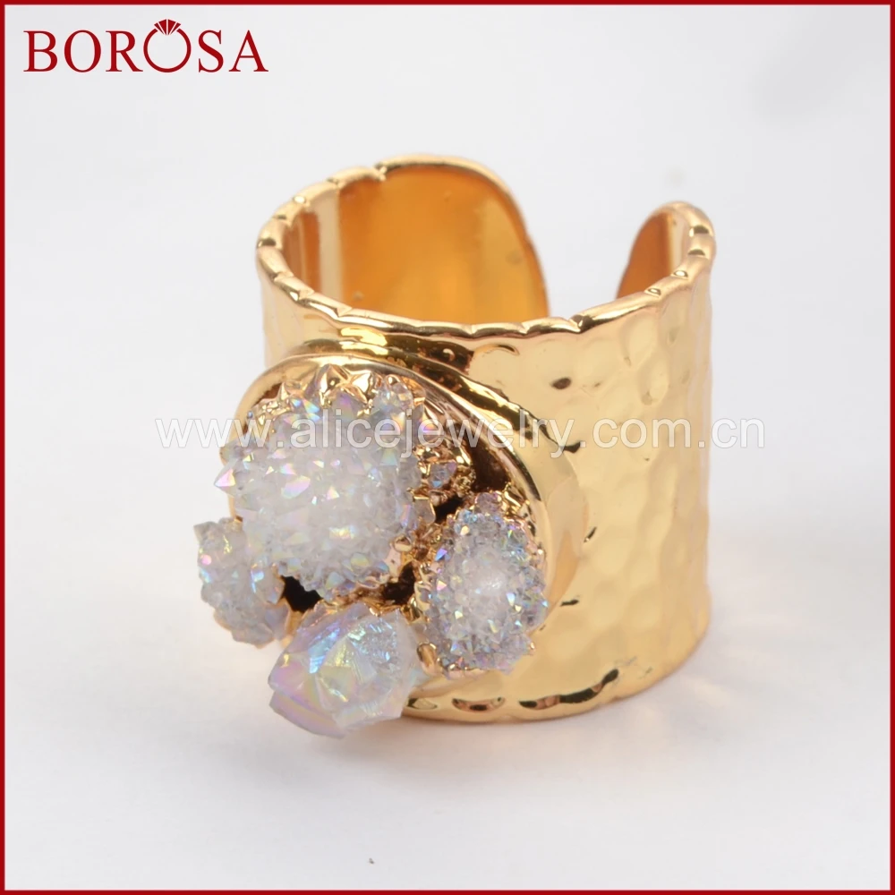 BOROSA New Mixed Color Drusy Women Rings! Gold Color Rough Titanium Druzy Crystal Chips Rings Gems Crystal Jewelry Ring G1435
BOROSA New Mixed Color Drusy Women Rings! Gold Color Rough Titanium Druzy Crystal Chips Rings Gems Crystal Jewelry Ring G1435