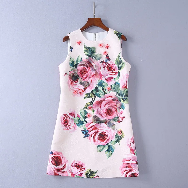 European and American women's wear The new summer The rose printing jacquard Applique nail-bead dress
European and American women's wear The new summer The rose printing jacquard Applique nail-bead dress