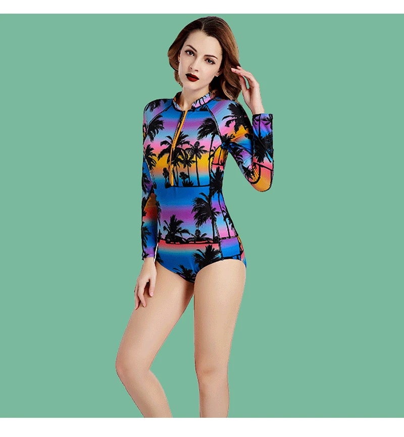 IASKY 2017 One Piece Swimsuit Long Sleeve Swimwear women print tree Bathing Suit Swim Suits Surfing Wear with zipper
IASKY 2017 One Piece Swimsuit Long Sleeve Swimwear women print tree Bathing Suit Swim Suits Surfing Wear with zipper