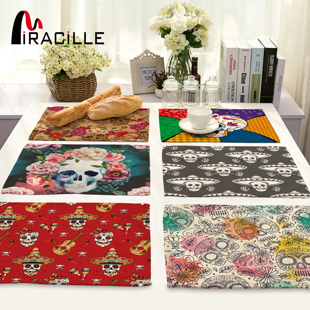 Miracille 2/4/6pieces Set Sugar Skull Art Home Decorative Table Place Mats Flower Skulls Pattern Placemats For Kitchen Table
Miracille 2/4/6pieces Set Sugar Skull Art Home Decorative Table Place Mats Flower Skulls Pattern Placemats For Kitchen Table