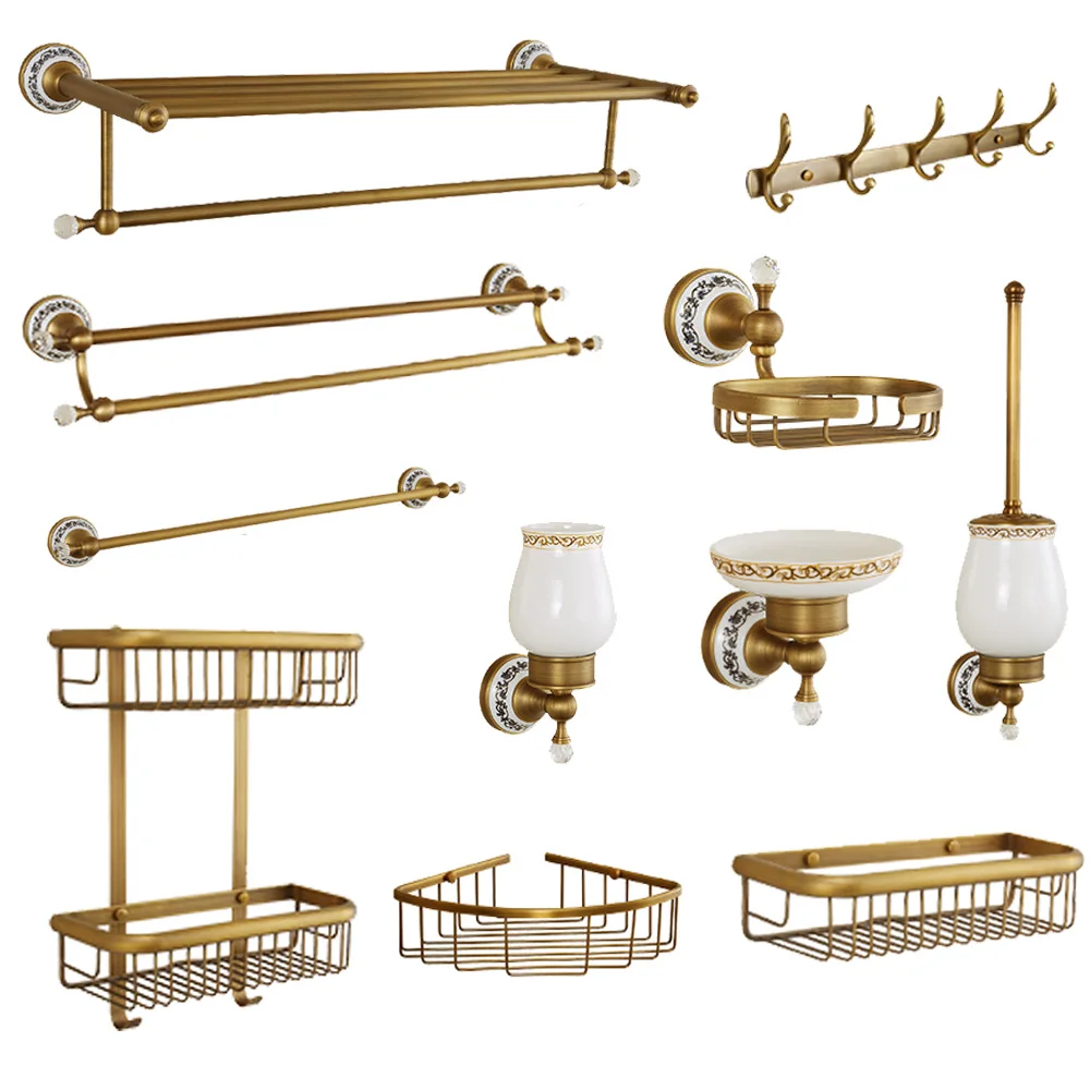 All bronze antique towel rack blue and white porcelain bathroom accessories European style bathroom hardware suite
All bronze antique towel rack blue and white porcelain bathroom accessories European style bathroom hardware suite