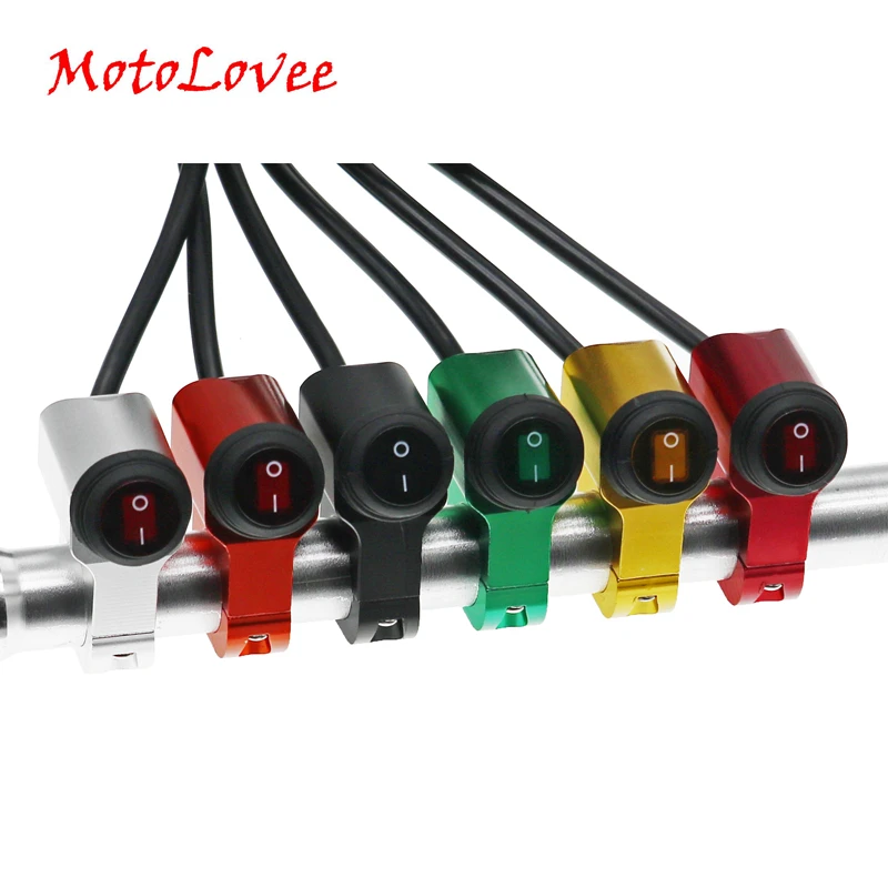 

MotoLovee Motorcycle Aluminium Alloy Switches 7/8" 22mm Handlebar Headlight Switch and 3 Wires with Red Led Light 12v 16A