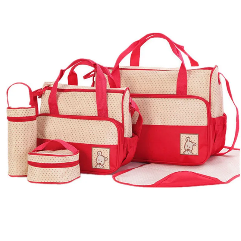 Waterproof 5PCS/Set Nylon Baby Diaper Bags Multi-function Large Capacity Mummy Bag Aslant Baby Backpack Diaper Bags
Waterproof 5PCS/Set Nylon Baby Diaper Bags Multi-function Large Capacity Mummy Bag Aslant Baby Backpack Diaper Bags