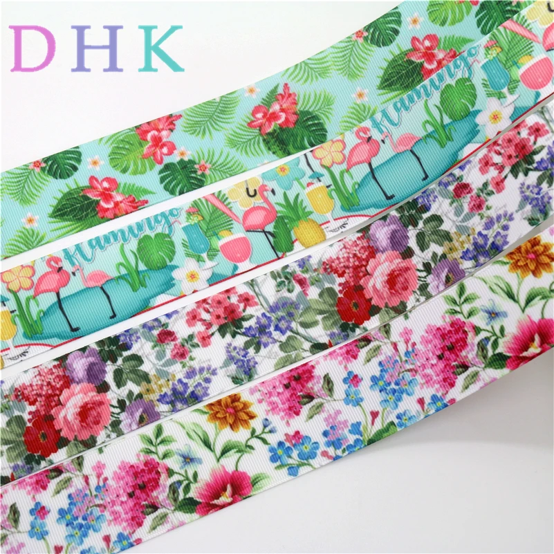 

DHK 1,5 ''5 ярдов лист с цветочным принтом Grosgrain ленточный аксессуар Hairbow Головные уборы украшения DIY Оптовая Продажа 38 мм C1683