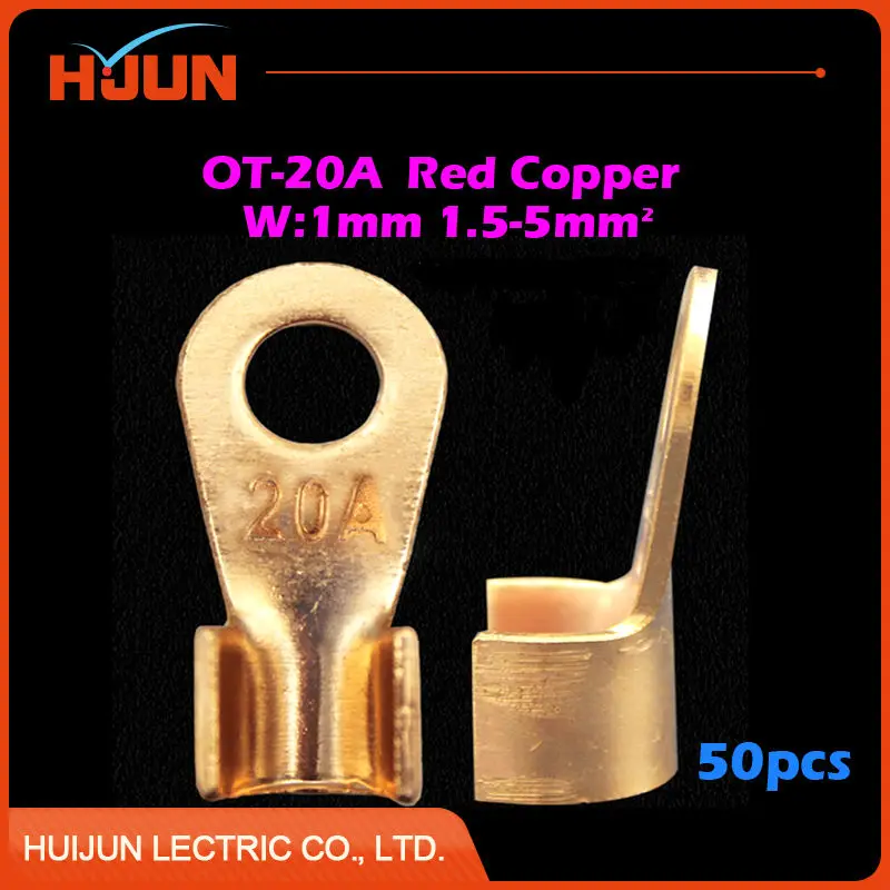 50pcs/lot OT-20A 6.2mm Dia Red Copper Circular Splice Crimp Terminal Wire Naked Connector for 1.5-5 Square Cable
50pcs/lot OT-20A 6.2mm Dia Red Copper Circular Splice Crimp Terminal Wire Naked Connector for 1.5-5 Square Cable