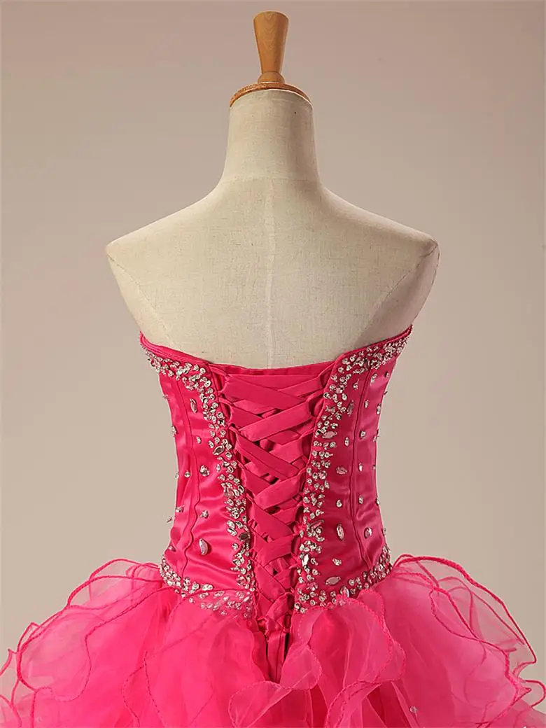 Fuchsia Cheap Quinceanera Dresses Ball Gown Sweetheart Ruffles Organza Beaded Crystals Sweet 16 Dresses
Fuchsia Cheap Quinceanera Dresses Ball Gown Sweetheart Ruffles Organza Beaded Crystals Sweet 16 Dresses