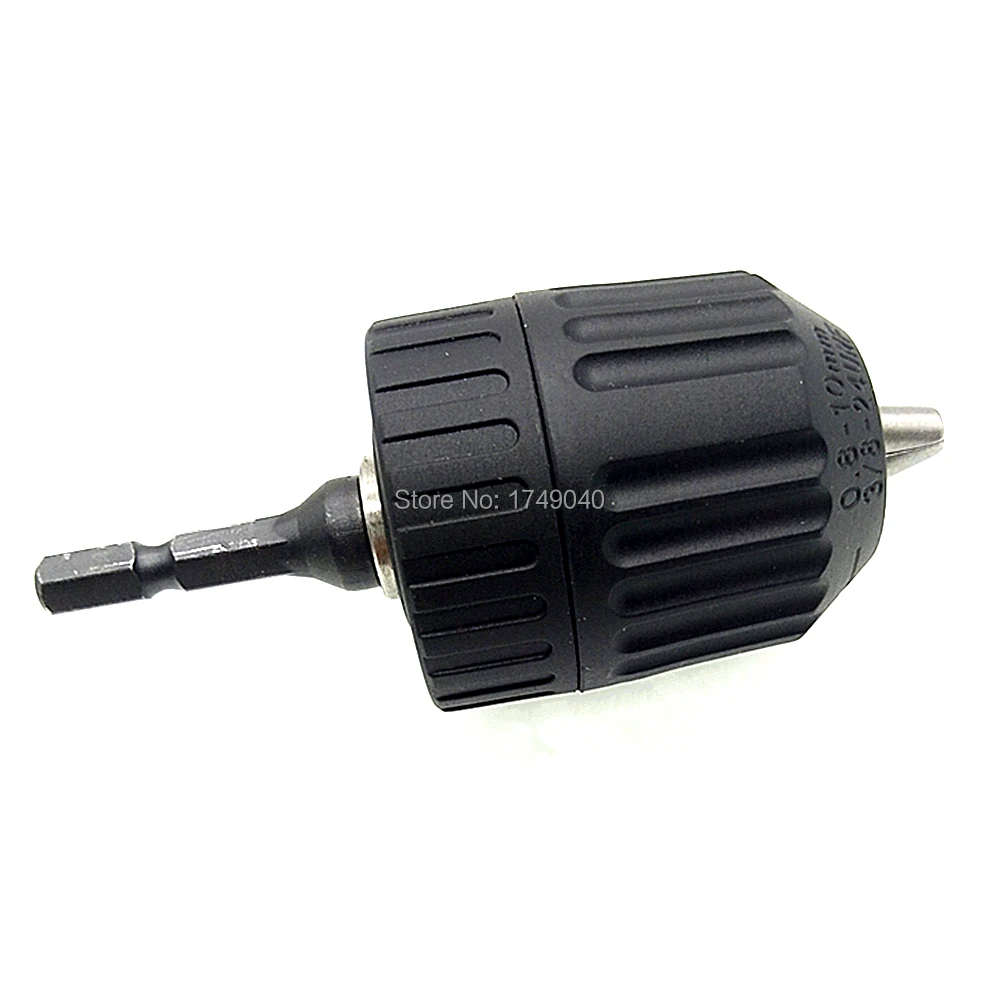 Keyless Drill Chuck Converter 3/8in 24UNF Thread Clamping Range 0.8mm to 10mm 1/4" Hex Shank Adapter Drive for Impact Drivers
Keyless Drill Chuck Converter 3/8in 24UNF Thread Clamping Range 0.8mm to 10mm 1/4" Hex Shank Adapter Drive for Impact Drivers