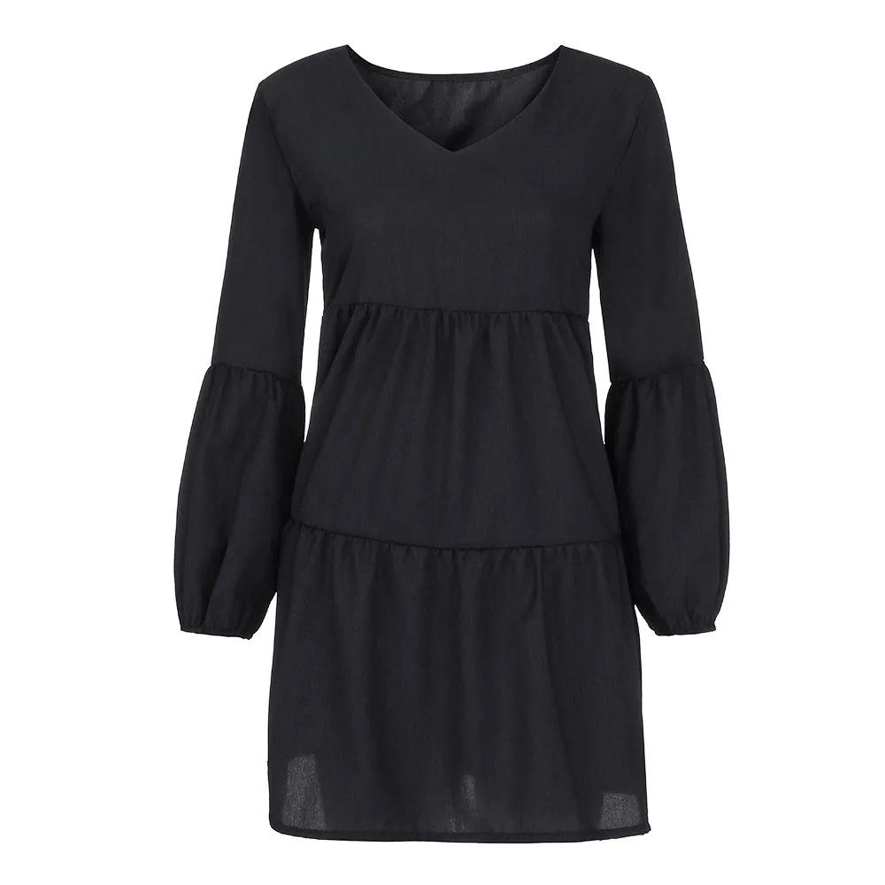 Fashion Women Solid Lantern Long Sleeve V-Neck Draped Knee-Length Dress female Polyester voile 2019 summer style
Fashion Women Solid Lantern Long Sleeve V-Neck Draped Knee-Length Dress female Polyester voile 2019 summer style