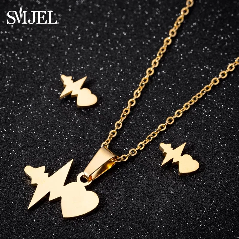 SMJEL Wave Heart Necklace Stainless Steel Love Electrocardiogram Pulse Pendant Necklace Heartbeat Necklace Women Jewelry Bijoux
SMJEL Wave Heart Necklace Stainless Steel Love Electrocardiogram Pulse Pendant Necklace Heartbeat Necklace Women Jewelry Bijoux