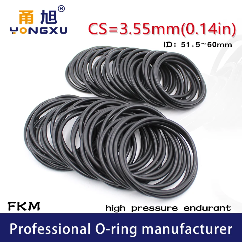 Fluorine rubber Ring Black FKM O-ring Seal CS3.55mm ID51.5/53/54/54.5/56/58/60*3.55mm O Ring Gasket Oil Ring Fuel Sealing Washer
Fluorine rubber Ring Black FKM O-ring Seal CS3.55mm ID51.5/53/54/54.5/56/58/60*3.55mm O Ring Gasket Oil Ring Fuel Sealing Washer