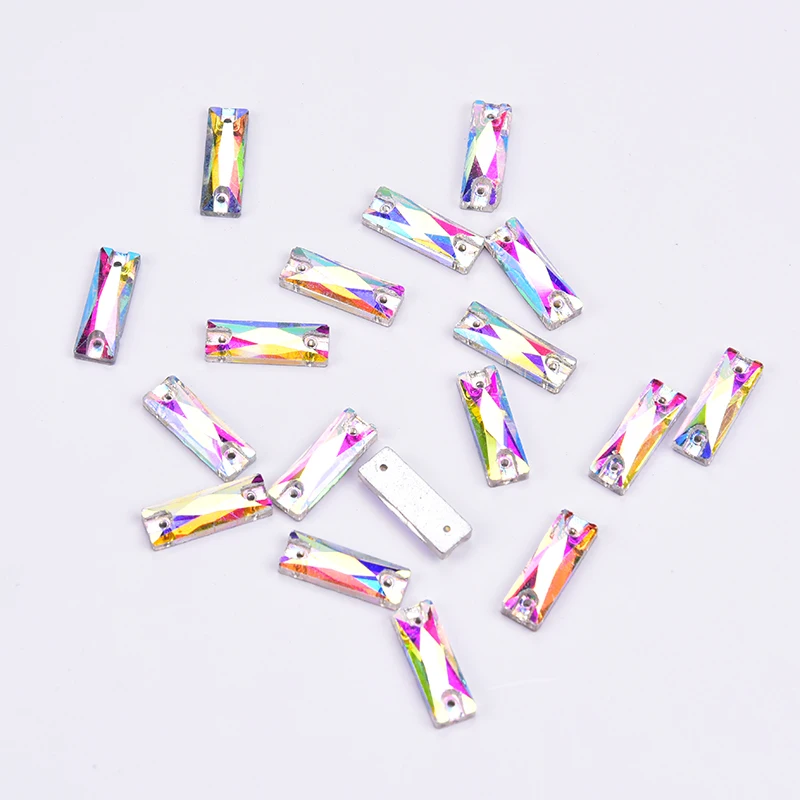 42Pcs 6*18mm Rectangle Crystal AB Rhinestone Sew On Glass Stone With 2 Holes Wedding Dress Decoration Clothes Crafts Bags DIY
42Pcs 6*18mm Rectangle Crystal AB Rhinestone Sew On Glass Stone With 2 Holes Wedding Dress Decoration Clothes Crafts Bags DIY