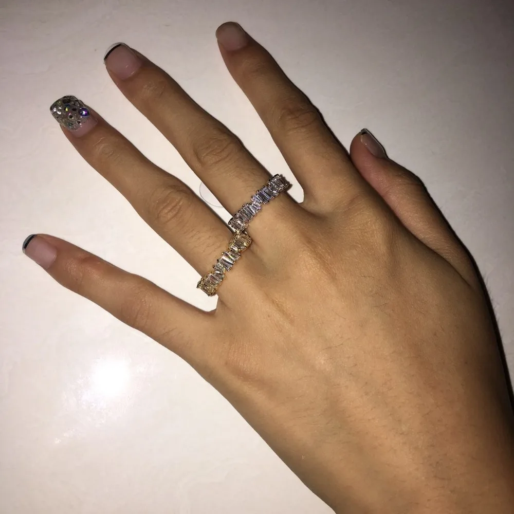 Женское тонкое обручальное кольцо ручной работы с радужным трапециевидным