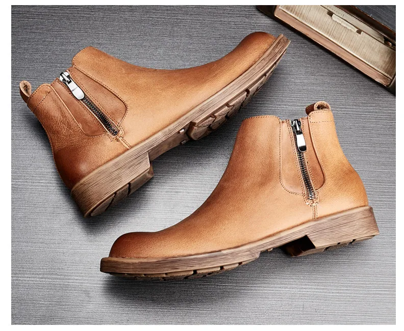 England Style Men Round Toe High Top Retro Short Plush Martin Boots Male Autumn Winter Youth Real Leather Side Zipper Snow Boots
England Style Men Round Toe High Top Retro Short Plush Martin Boots Male Autumn Winter Youth Real Leather Side Zipper Snow Boots