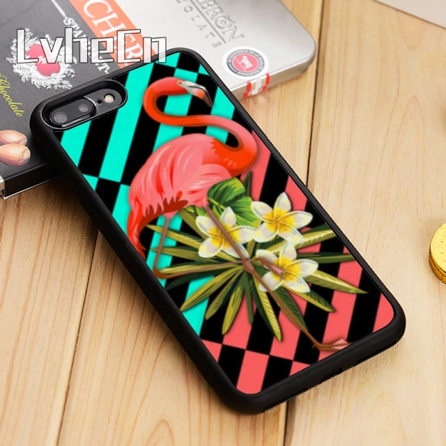 LvheCn тропический мятный коралловый чехол для телефона с фламинго iPhone 5 6s 7 8 plus 11 12 Pro