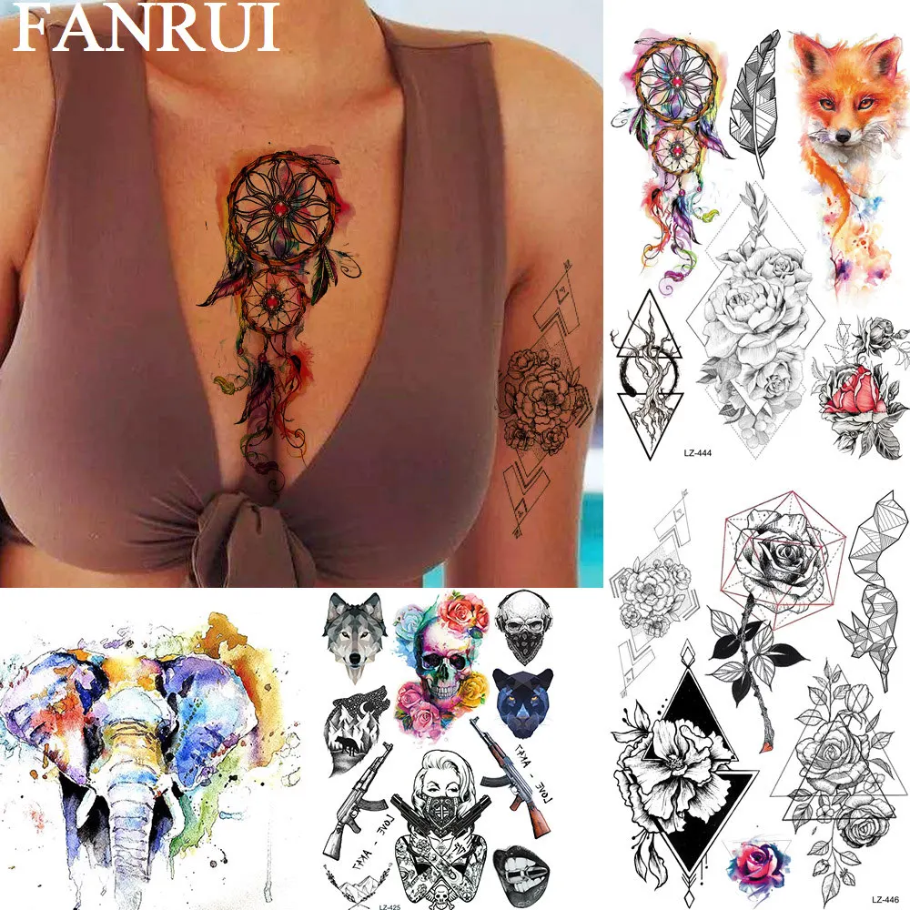 FANRUI Dream Catcher Feather Rose Flower Temporary Tattoo Sticker Sexy Fashion Fake Tatoo Waterproof Body Art Arm Custom Tato
FANRUI Dream Catcher Feather Rose Flower Temporary Tattoo Sticker Sexy Fashion Fake Tatoo Waterproof Body Art Arm Custom Tato