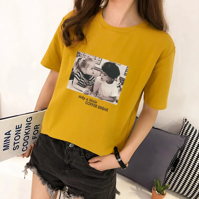 T-shirts Spring Summer Short Sleeve O-Neck Polyester Spandex Female Tops Tees Slim T-shirts for Women 2019 New Two Kids Printing
T-shirts Spring Summer Short Sleeve O-Neck Polyester Spandex Female Tops Tees Slim T-shirts for Women 2019 New Two Kids Printing