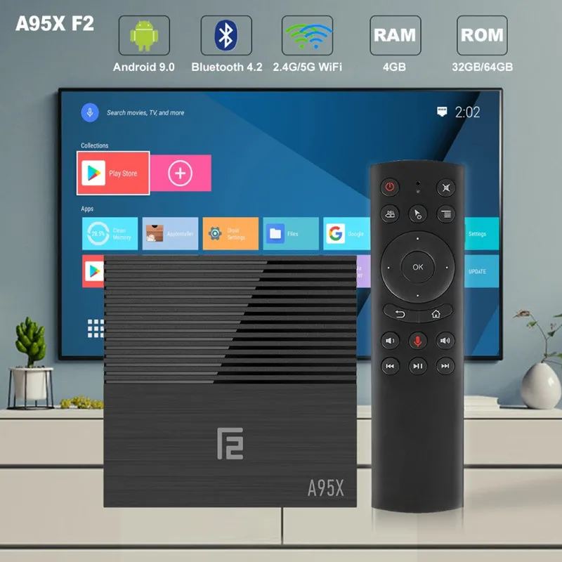 A95X F2 медиаплеер Android 9 0 tv BOX Голосовое управление 4 K HD 2 4G и 5 ГГц двухдиапазонный wifi