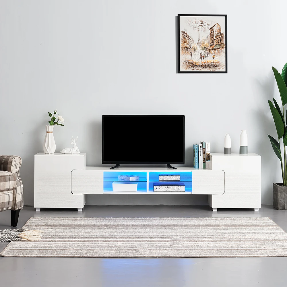230cm TV Unit Stand - Led Lights , High Gloss Door Cabinet White /Black/ Grey/Brown
230cm TV Unit Stand - Led Lights , High Gloss Door Cabinet White /Black/ Grey/Brown