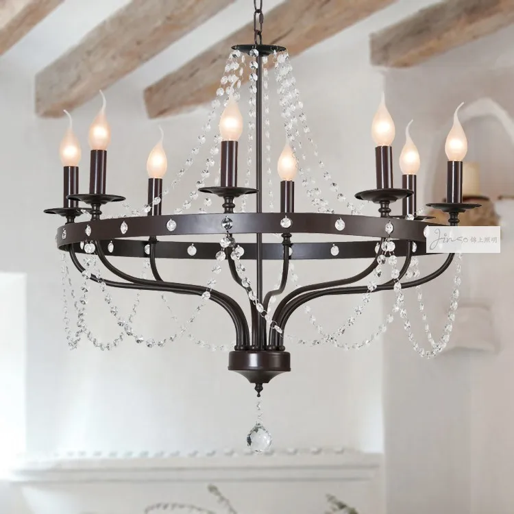 Fashion crystal pendant light wrought iron candle pendant light new classical pendant light 3053 - 8
Fashion crystal pendant light wrought iron candle pendant light new classical pendant light 3053 - 8