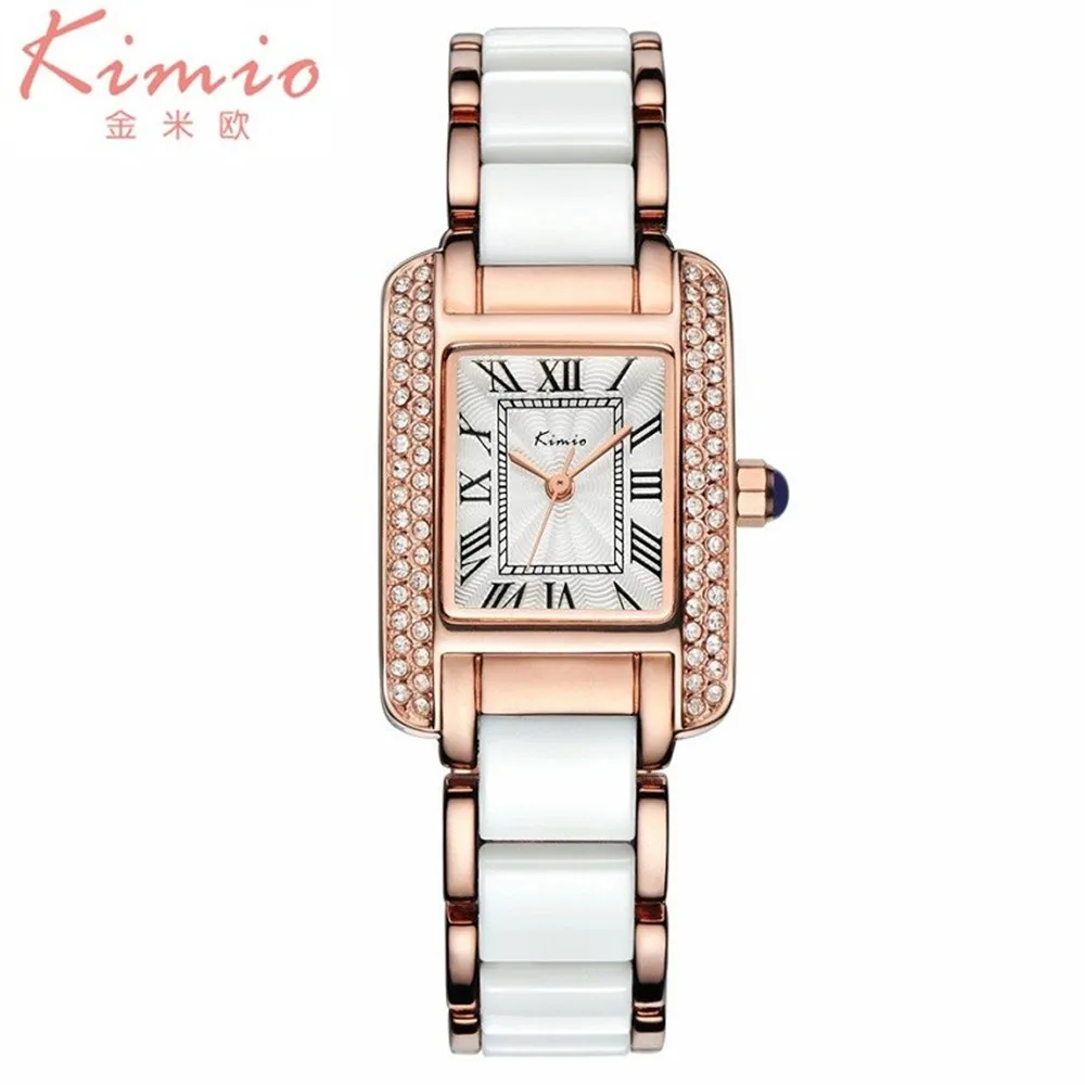 Фото KIMIO Luxury Brand Женщины Белые Керамические Часы Мода Женева Кварцевые - купить