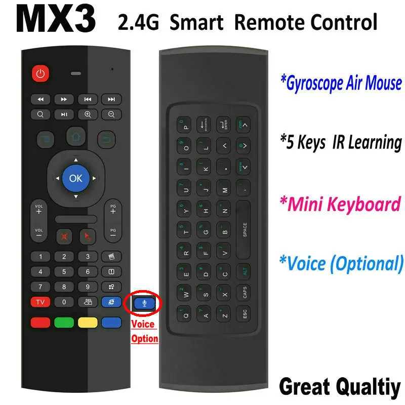 Tikigogo 2 4G MX3 M Gyro Air Mouse Клавиатура 5 клавиш ИК обучения голоса для Android Smart TV Box PC pk g30 g30s