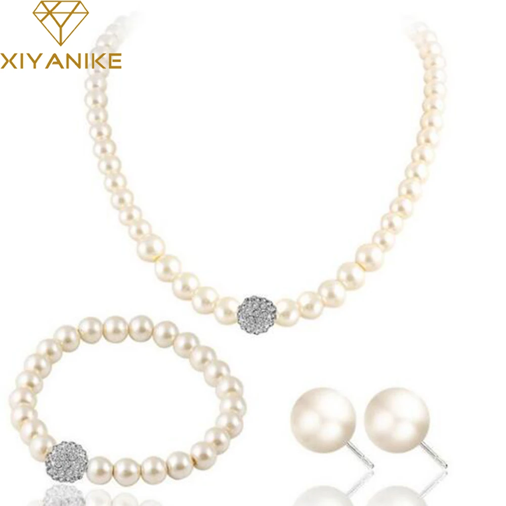 XIYANIKE 2017 Fashion Bridal Jewelry Sets Simulated Pearl Wedding Earrings Crystal Necklace Party Beads Bracelet Accessories N49
XIYANIKE 2017 Fashion Bridal Jewelry Sets Simulated Pearl Wedding Earrings Crystal Necklace Party Beads Bracelet Accessories N49