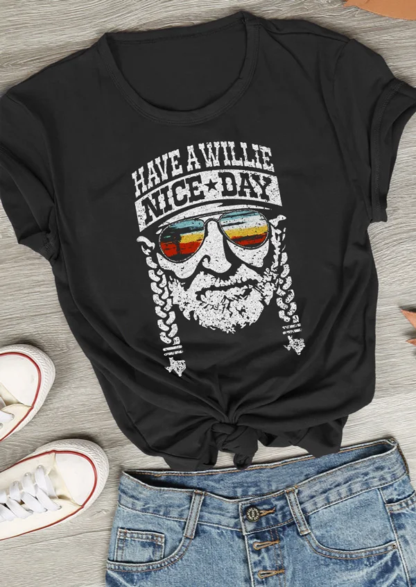 2018 популярная женская футболка летняя с коротким рукавом и надписью Have a Willie Nice Day