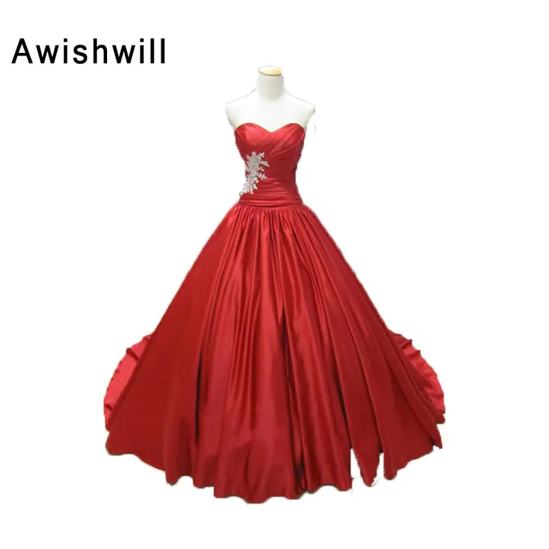 Vintage Red Wedding Dress Appliques Satin Ball Gown Bridal Dress Wedding Gowns Customized Vestido De Noiva Robe De Mariage 2020
Vintage Red Wedding Dress Appliques Satin Ball Gown Bridal Dress Wedding Gowns Customized Vestido De Noiva Robe De Mariage 2020