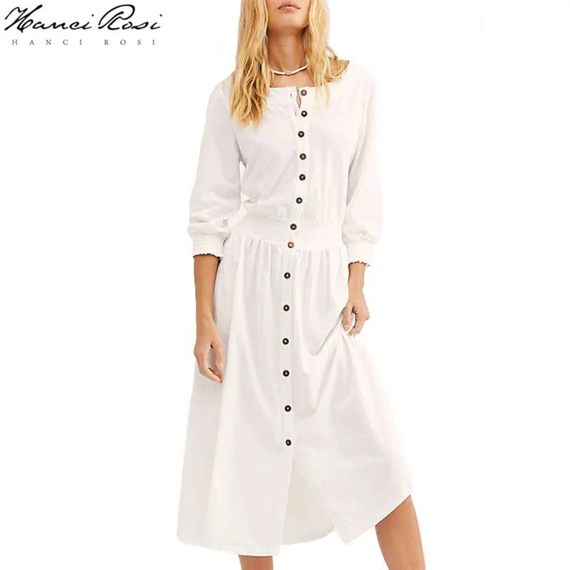 HANCI ROSI летнее платье женское Jurkjes vestidos robe Femme Jurk длинное Jurken платья три четверти