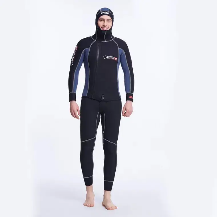 2-Piece Set Men's Wetsuit Jacket w 5mm Neoprene / Black Blue Patchwork Front Zip Spearfishing Diving Suit Hood and Jone Suit
2-Piece Set Men's Wetsuit Jacket w 5mm Neoprene / Black Blue Patchwork Front Zip Spearfishing Diving Suit Hood and Jone Suit