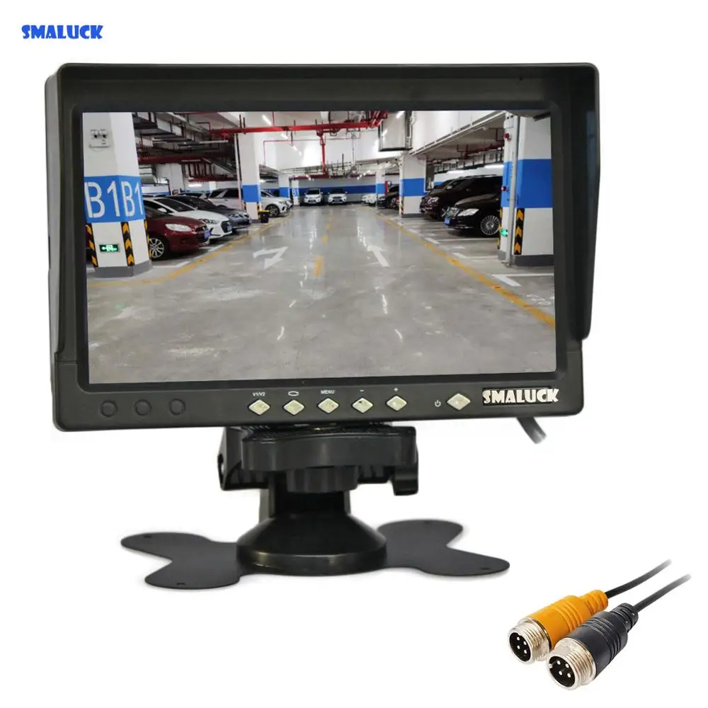 

SMALUCK AHD 800x480 7inch TFT LCD Car Monitor Rear View Monitor Support 1080P AHD Camera with Sun Hood Visor