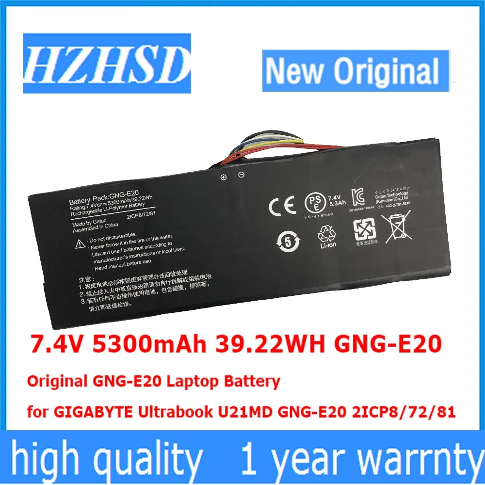 7.4V 5300mAh 39.22WH GNG-E20 Original GNG-E20 Laptop Battery for GIGABYTE Ultrabook U21MD GNG-E20 2ICP8/72/81
7.4V 5300mAh 39.22WH GNG-E20 Original GNG-E20 Laptop Battery for GIGABYTE Ultrabook U21MD GNG-E20 2ICP8/72/81