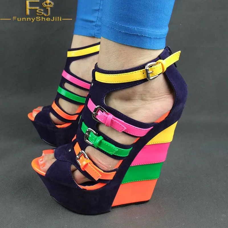 Neon Rome Platform High Heels Wedges Gladiator Sandals Rainbow Buckles Party Summer Fashion Shoes Womens 2021 Size 15 16 Outfit
Neon Rome Platform High Heels Wedges Gladiator Sandals Rainbow Buckles Party Summer Fashion Shoes Womens 2021 Size 15 16 Outfit