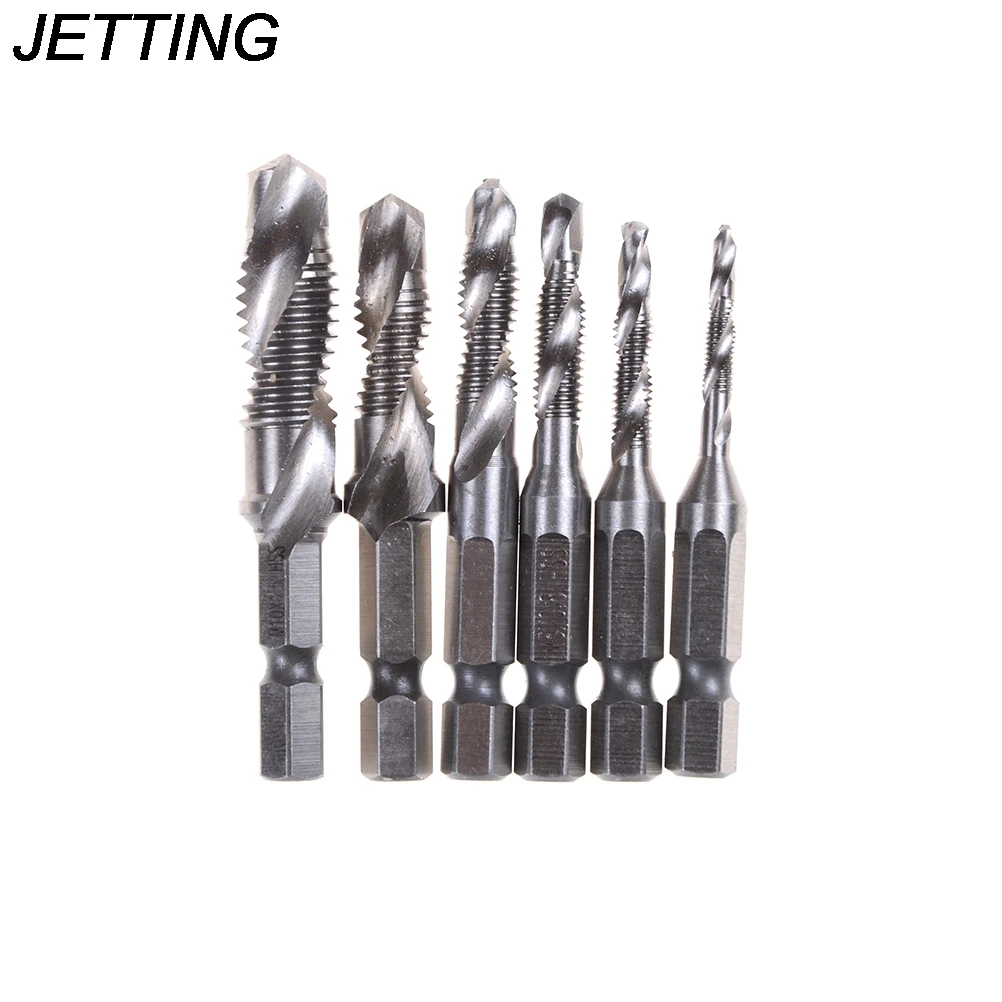 JETTING 6pcs/set 1/4'' Hex HSS High Speed Steel Thread Spiral Screw M3 M4 M5 M6 M8 M10 Metric Composite Tap Drill Bit Tap
JETTING 6pcs/set 1/4'' Hex HSS High Speed Steel Thread Spiral Screw M3 M4 M5 M6 M8 M10 Metric Composite Tap Drill Bit Tap