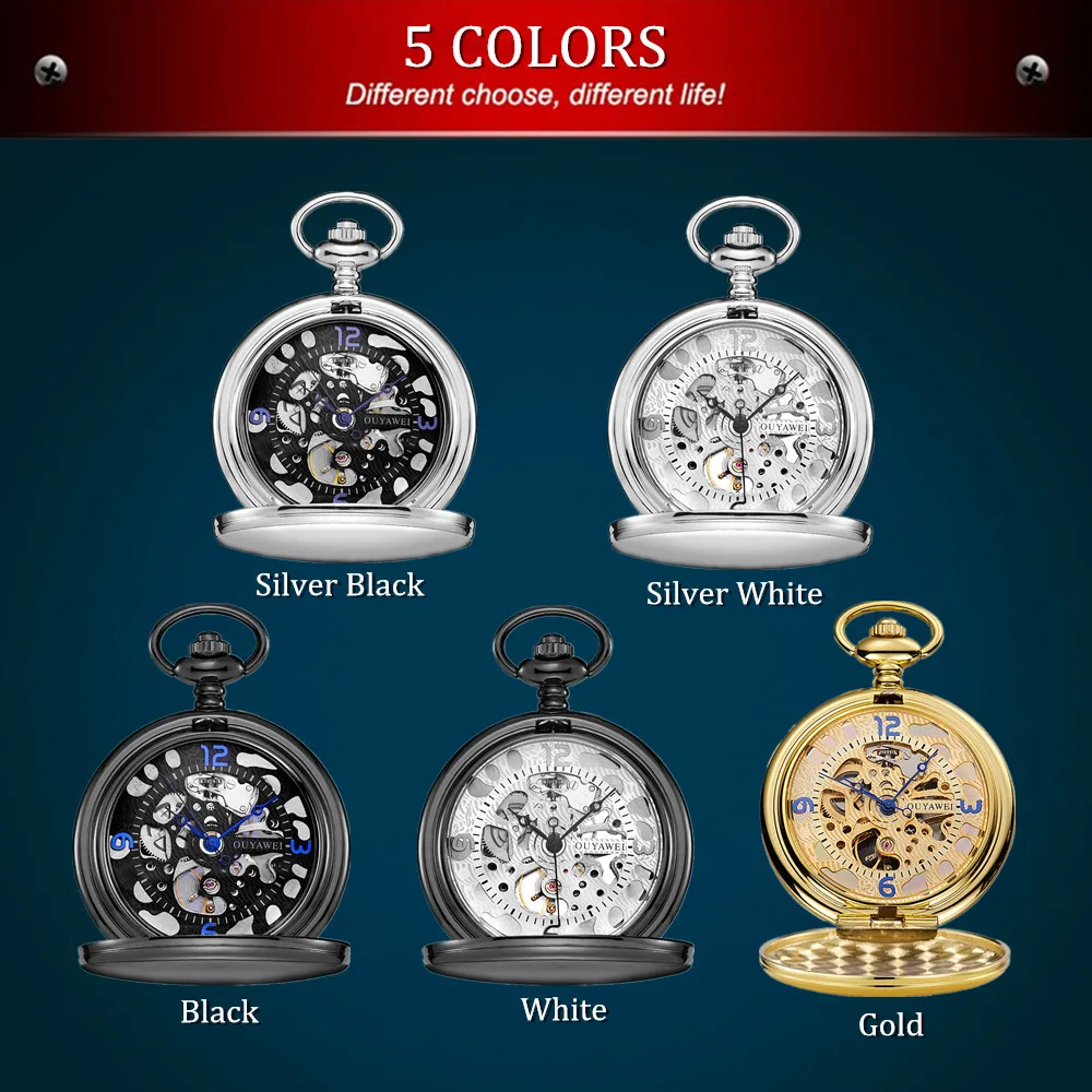 OYW Brand Hand Winding Mechanical Silver black Pocket Watch Men Vintage Skeleton Dial necklace pendant Male Chain Watches Gifts
OYW Brand Hand Winding Mechanical Silver black Pocket Watch Men Vintage Skeleton Dial necklace pendant Male Chain Watches Gifts