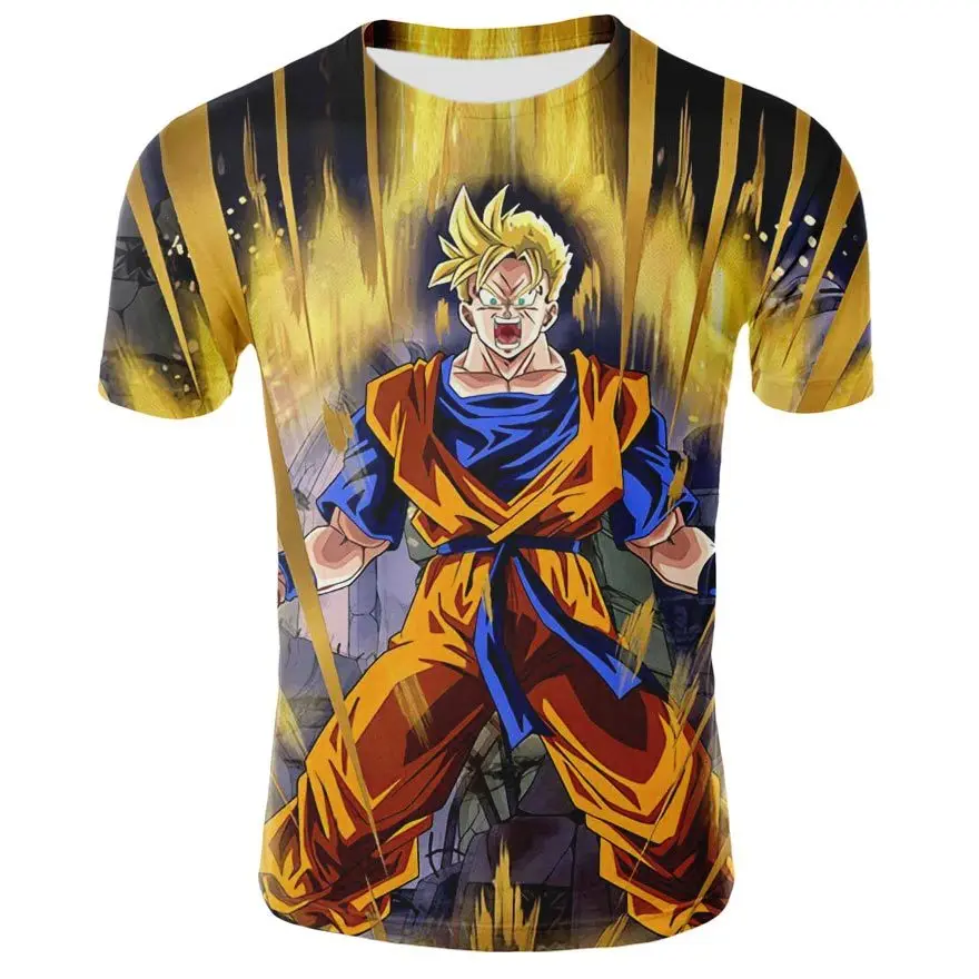 Dragon Ball Z Для мужчин летние футболки 3D печать Супер Saiyan малыш Сон Гоку черный Zamasu