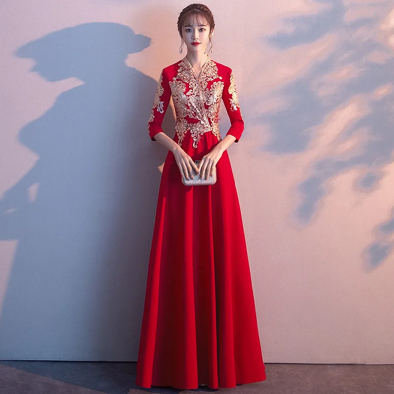 Burgundy Chinese Traditional Embroidery Female Cheongsam Dress Vestidos Chinos Oriental Wedding Gowns Party Dresses Size XS-3XL
Burgundy Chinese Traditional Embroidery Female Cheongsam Dress Vestidos Chinos Oriental Wedding Gowns Party Dresses Size XS-3XL