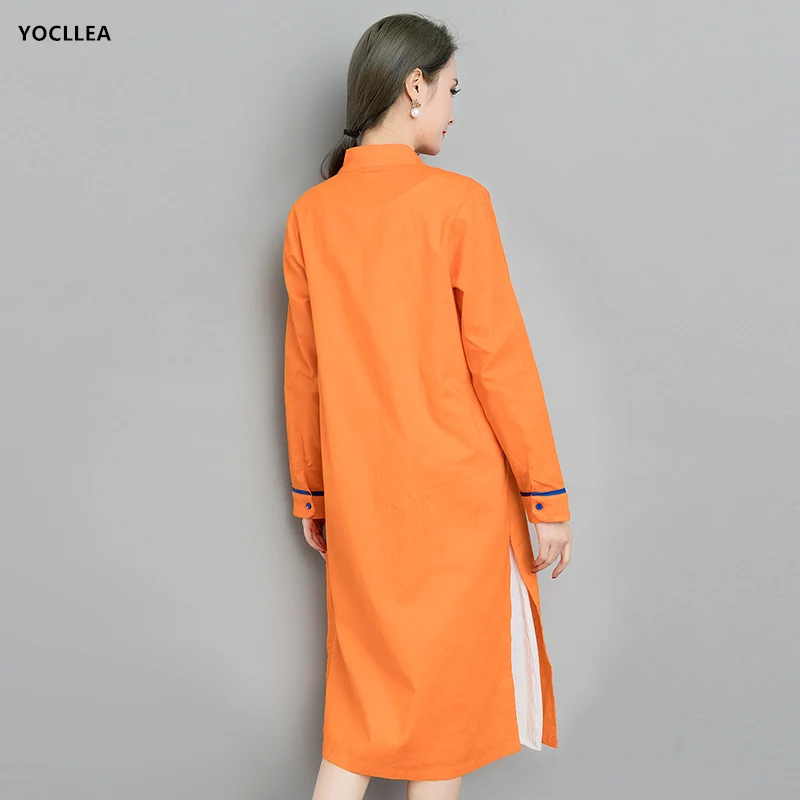 Chinese wind embroidered trench 2018 autumn suit new style collar coat long outfit loose females coats | Женская одежда