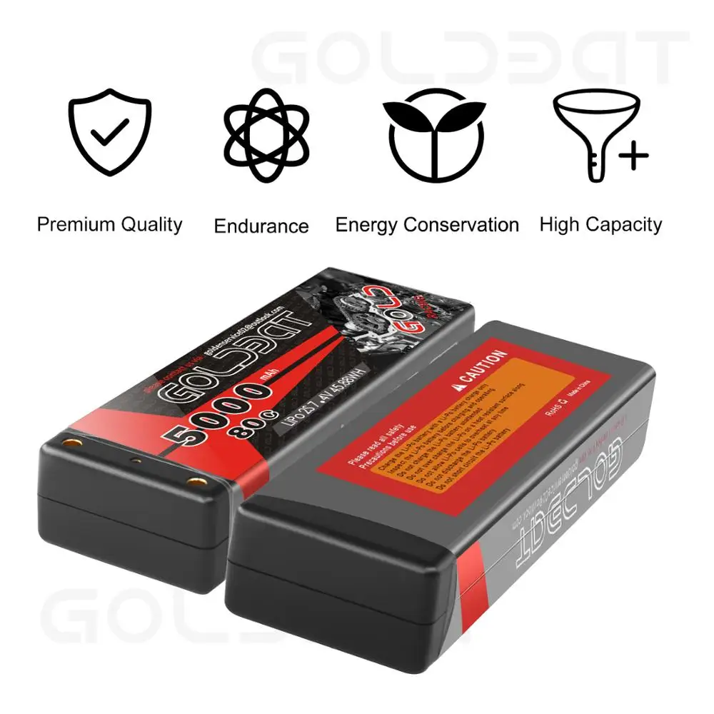 GOLDBAT 7.4V lipo Battery 5000mAh RC Car 80C Battery lipo 7.4V Rechargeable Battery for RC Car Boat Truck Roar with Deans T Plug
GOLDBAT 7.4V lipo Battery 5000mAh RC Car 80C Battery lipo 7.4V Rechargeable Battery for RC Car Boat Truck Roar with Deans T Plug