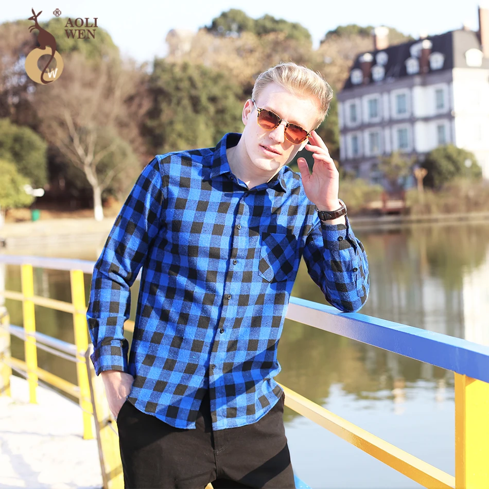 Мужская деловая рубашка Aoliwen, повседневная приталенная рубашка с длинным рукавом, в черно-синюю клетку, 2020 размер, M-5Xl 
Мужская деловая рубашка Aoliwen, повседневная приталенная рубашка с длинным рукавом, в черно-синюю клетку, 2020 размер, M-5Xl