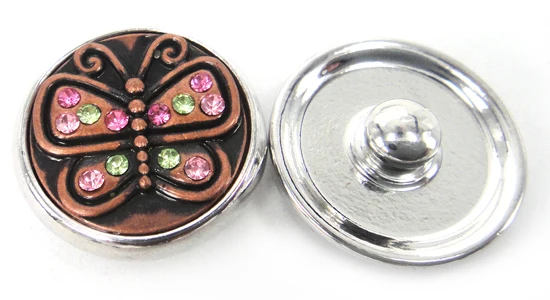 MOODPC Free shipping fashion antique copper butterfly cz DIY snap button charm